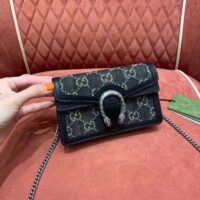 Gucci Women Dionysus Small GG Shoulder Bag Black GG Denim Jacquard Leather (13)