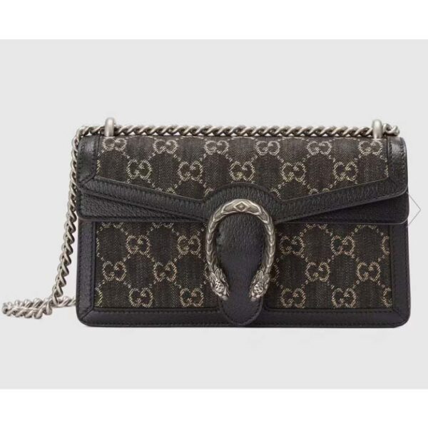 Gucci Women Dionysus Small GG Shoulder Bag Black GG Denim Jacquard Leather (13)