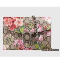 Gucci Women GG Dionysus Blooms Print Mini Chain Bag Beige Ebony Supreme Canvas (8)