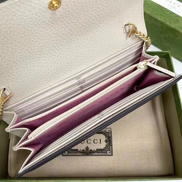 Gucci Women GG Marmont Chain Wallet White Beige Ebony GG Supreme Canvas (10)