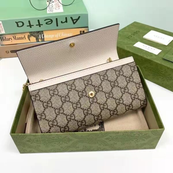 Gucci Women GG Marmont Chain Wallet White Beige Ebony GG Supreme Canvas (3)