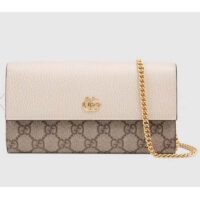 Gucci Women GG Marmont Chain Wallet White Beige Ebony GG Supreme Canvas (6)