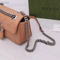 Gucci Women GG Marmont Mini Bag Beige Double G Matelassé Leather (7)