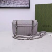 Gucci Women GG Marmont Mini Shoulder Bag Dark Grey Double G Matelassé Leather (7)