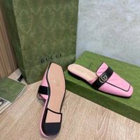 Gucci Women GG Slipper Double G Pink Leather Matelassé Chevron Insert (8)