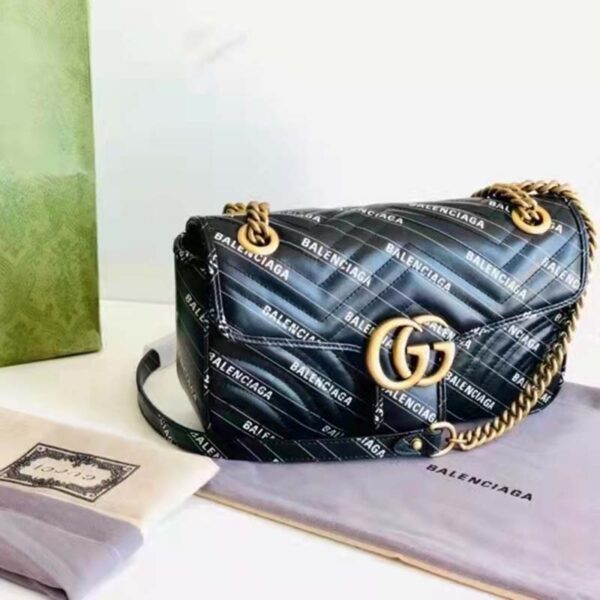 Gucci Women The Hacker Project Small Dionysus Bag Black Balenciaga Print Black Leather (9)