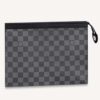 Louis Vuitton LV Unisex Pochette Voyage MM Bag Grey Damier Graphite Coated Canvas