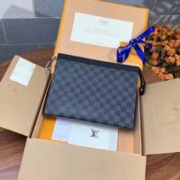 Louis Vuitton LV Unisex Pochette Voyage MM Bag Grey Damier Graphite Coated Canvas (4)