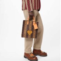 Louis Vuitton LV Unisex Sac Plat Cross Monogram Stripes Brown Coated Canvas (10)