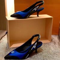 Louis Vuitton Women Archlight Slingback Pump Blue Technical Satin Calf Leather (4)