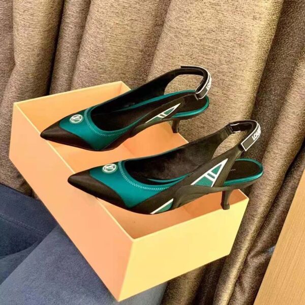 Louis Vuitton Women Archlight Slingback Pump Green Technical Satin Calf Leather (1)