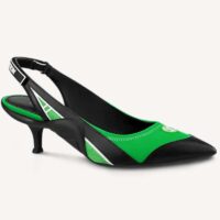 Louis Vuitton Women Archlight Slingback Pump Green Technical Satin Calf Leather (3)