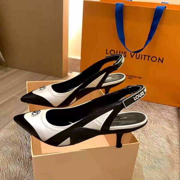 Louis Vuitton Women Archlight Slingback Pump White Technical Satin Calf Leather (4)