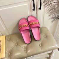 Louis Vuitton Women Sunset Flat Comfort Mule Pink Monogram Embossed Calf Leather (9)