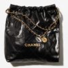 Chanel Women 22 Large Handbag Shiny Calfskin Gold-Tone Metal Black