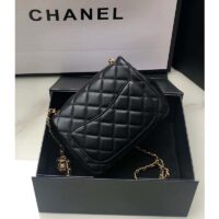 Chanel Women Mini Flap Bag Calfskin Gold-Tone Ball Metal Black (9)