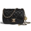 Chanel Women Mini Flap Bag Calfskin Gold-Tone Ball Metal Black