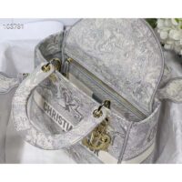 Dior Women CD Medium Lady D-Lite Bag Gray Toile De Jouy Reverse Embroidery (2)