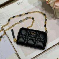 Dior Women Caro Detachable Card Holder Black Supple Cannage Calfskin (1)