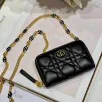 Dior Women Caro Detachable Card Holder Black Supple Cannage Calfskin (1)