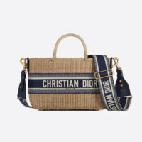 Dior Women Dior Wicker Basket Bag Blue Dior Oblique Jacquard and Natural Wicker (1)