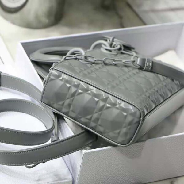 Dior Women Lady D-Joy Bag Gray Cannage Calfskin with Diamond Motif (7)