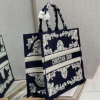 Dior Women Large Dior Book Tote Blue and White Cornely-Effect Embroidery (1)