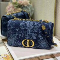 Dior Women Large Dior Caro Bag Blue Dior Flowers Cannage Denim (1)