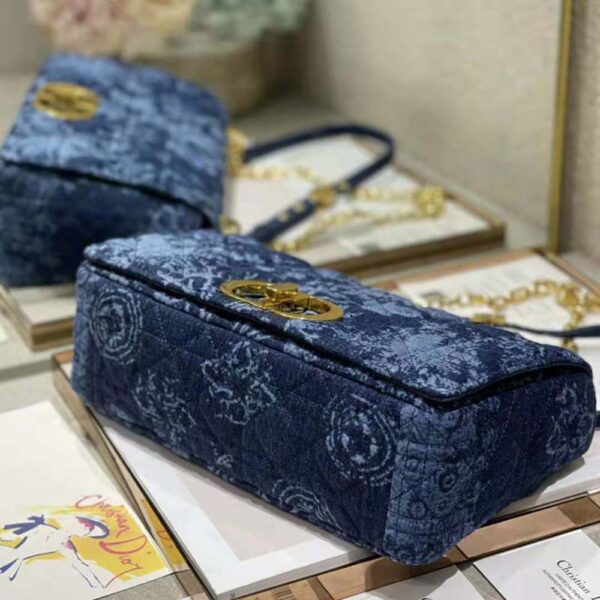 Dior Women Large Dior Caro Bag Blue Dior Flowers Cannage Denim (6)