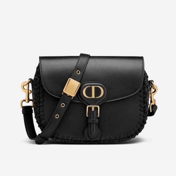 Dior Women Medium Dior Bobby Bag Grained Calfskin with Whipstitched Seams-black (1)