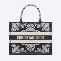 Dior Women Medium Dior Book Tote Blue Cornely-Effect Embroidered Calfskin (1)