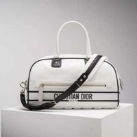 Dior Women Medium Dior Vibe Zip Bowling Bag White Smooth Calfskin (1)