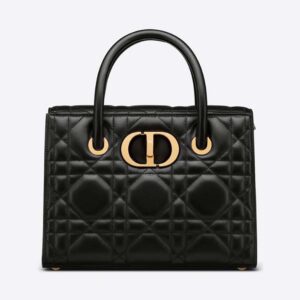 Dior Women Medium ST Honore Tote Black Macrocannage Lambskin