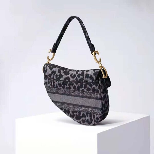 Dior Women Saddle Bag Gray Mizza Embroidery (3)