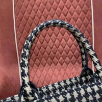 Dior Women Small Dior Book Tote Black Houndstooth Embroidery (1)