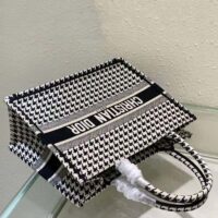 Dior Women Small Dior Book Tote Black and White Houndstooth Embroidery (1)