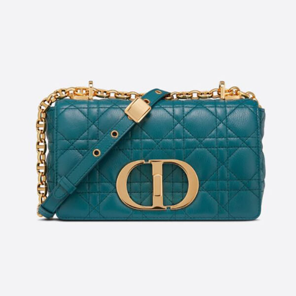 Dior Women Small Dior Caro Bag Supple Cannage Calfskin-blue (1)