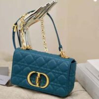 Dior Women Small Dior Caro Bag Supple Cannage Calfskin-blue (1)