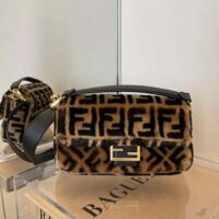 Fendi Women Baguette Brown Sheepskin Bag