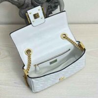 Fendi Women Baguette Chain Midi Light Gray Leather Bag-White (1)