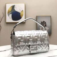 Fendi Women Baguette Fendi Prints On Leather Bag-silver (1)