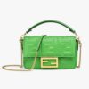 Fendi Women Baguette Soft Nappa Leather Bag-Green