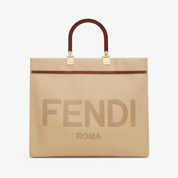 Fendi Women Fendi Sunshine Medium Beige Canvas Bag (1)