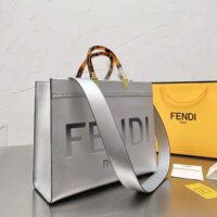 Fendi Women Fendi Sunshine Medium Silver Laminated Leather Shopper (1)