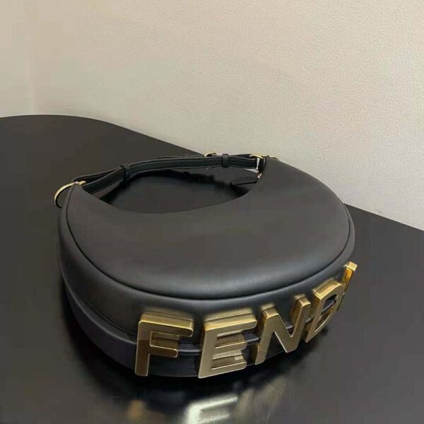 Fendi Women Fendigraphy Small Black Leather Bag-Black (4)