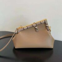 Fendi Women First Small Beige Leather Bag with Exotic Details (1)