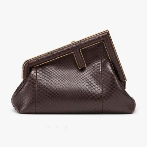Fendi Women First Small Dark Brown Python Leather Bag