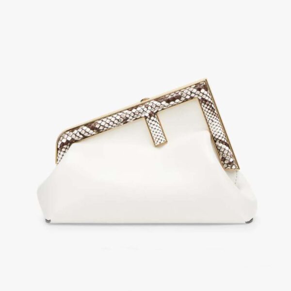 Fendi Women First Small White Leather Bag with Exotic Details (1)