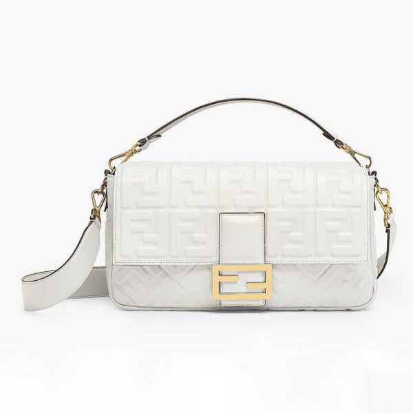 Fendi Women Iconic Large Baguette Leather Bag-White (1)