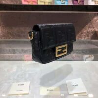 Fendi Women Iconic Mini Baguette Black Leather Bag (1)